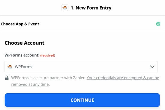 Choose-WPForms-account-in-Zapier